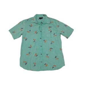 Ocean Current Men's Large Shirt‎ Toucan All Over Button Up Short Sleeve